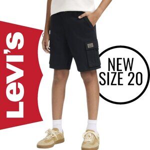NEW Levi's Boys Twill Cargo Shorts Size 20 Black School Uniform Cotton 98% cotto